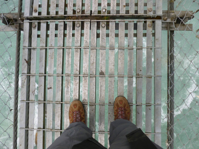 Looking down from one of the suspension bridges