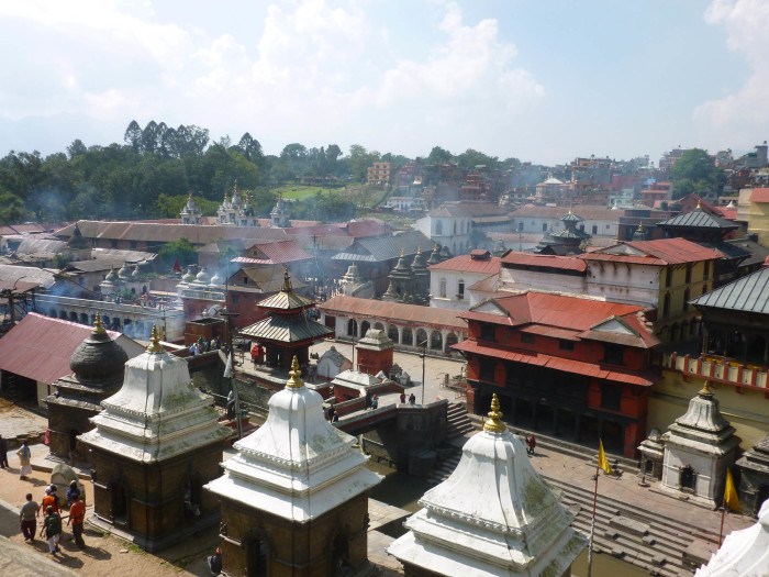 Looking over at another section of the Pashupatinath complex