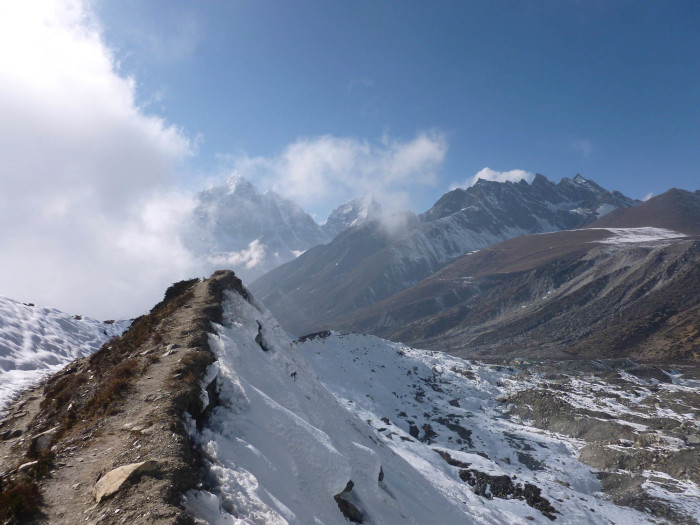 The trail on top of the moraine