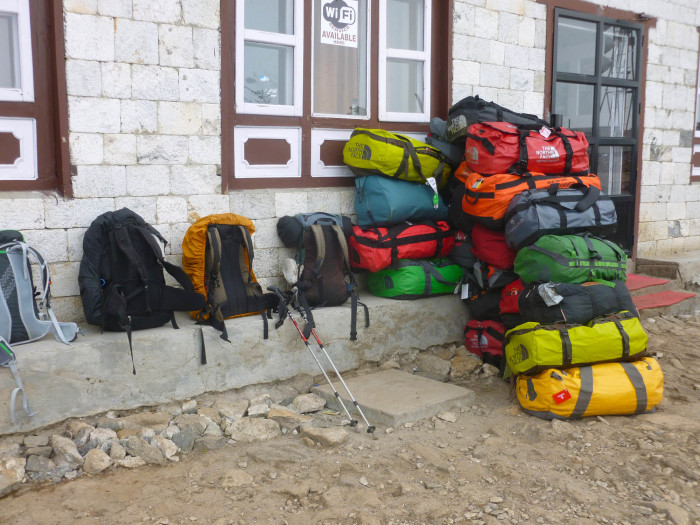A trekking group's luggage