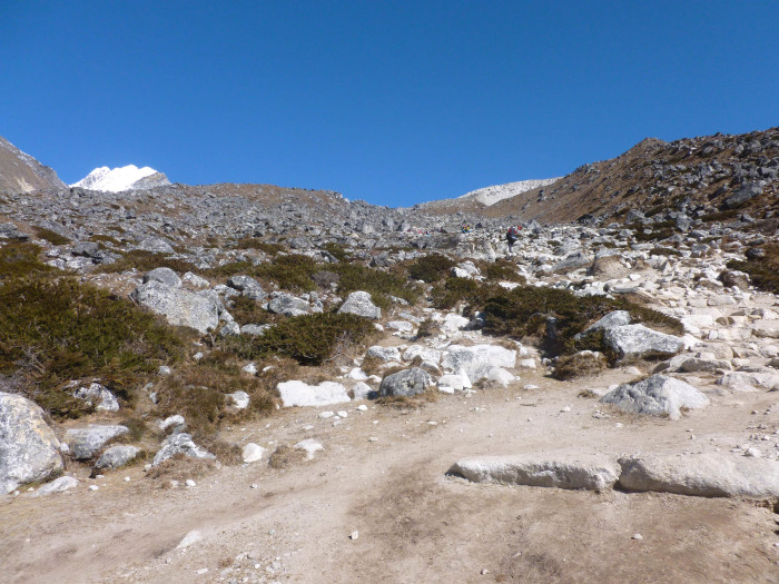 Hiking through a boulder field 