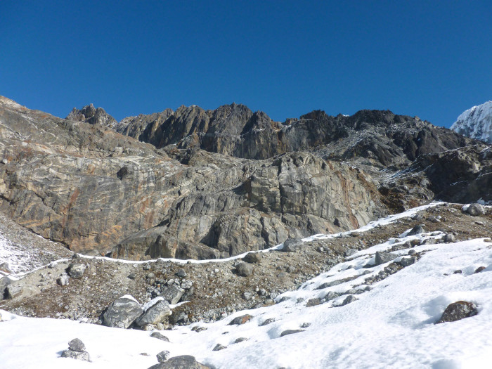 The rock in this area was beautiful gray and brown granite