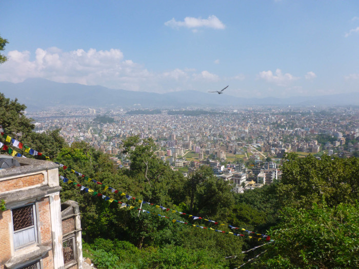 Looking out over Kathmandu from Swayambhunath