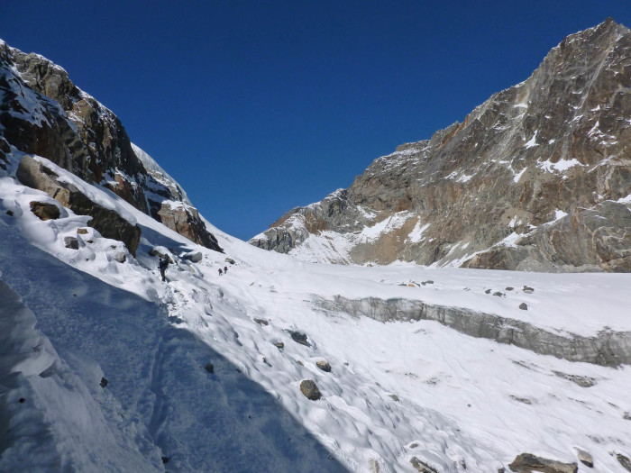 Skirting Cho La Glacier