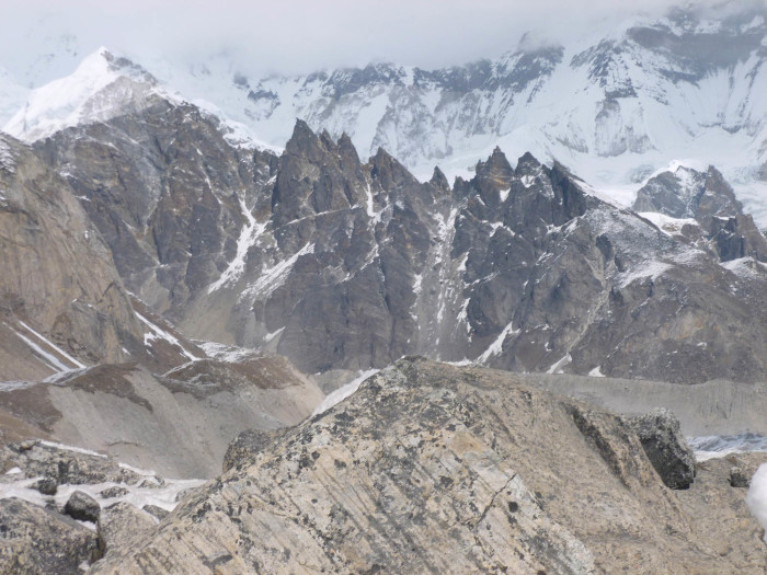 Rocky spires near Cho Oyu Base Camp