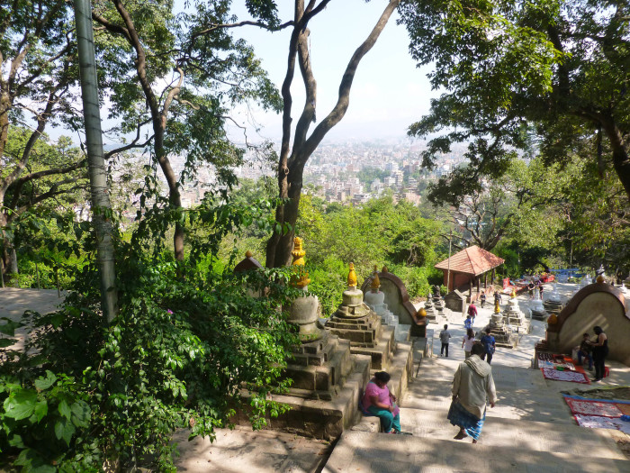 Descending the Swayambhunath steps