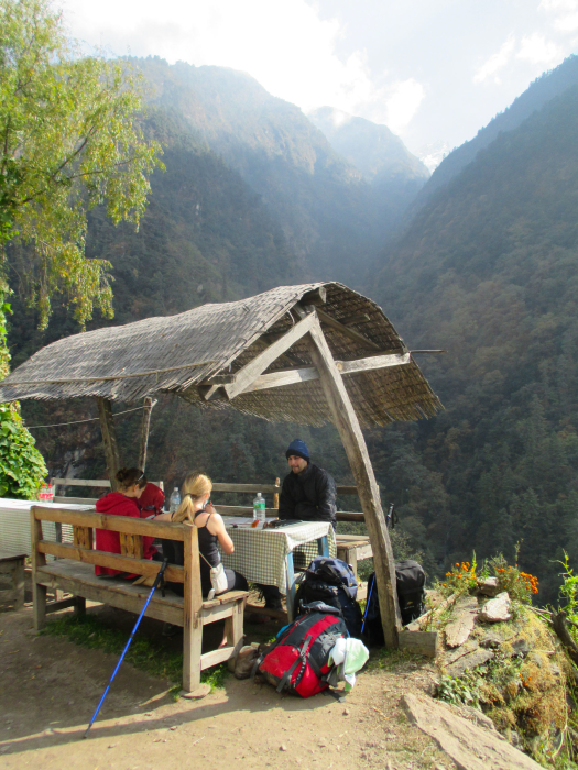 Stopping for lunch in Rimche, where we got our first look at snowy mountains through the valley in the background.