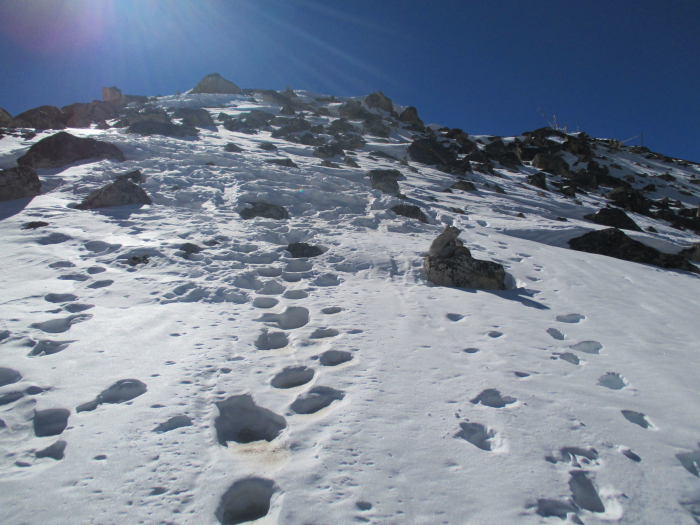 The slope just below the summit.