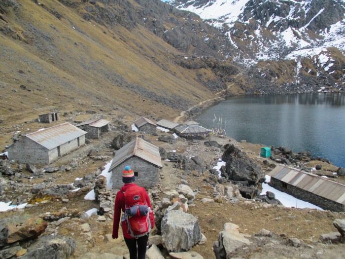 Walking along the north side of the lake.