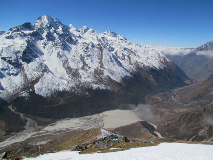 Looking down from the summit of Tserko Ri.