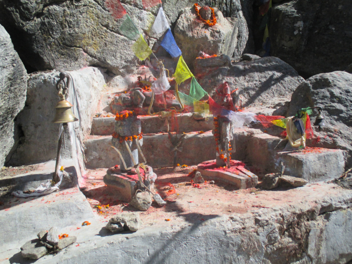 The Hindu-Buddhist shrine.