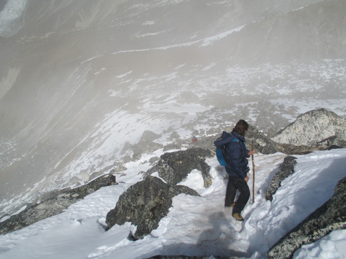Matthias starting the descent.