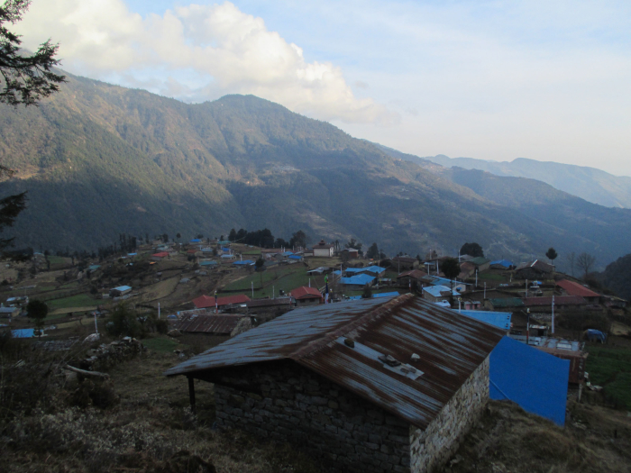 Looking over Melamchigaon from near the Guru Rinpoche cave.