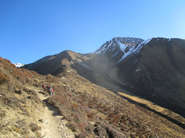 Climbing upward on Tserko Ri.