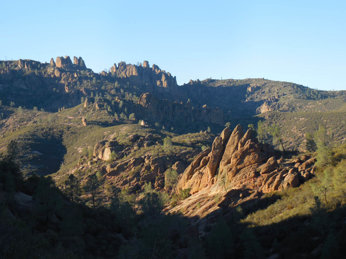 Above: Cliffs and pinnacles on the descent